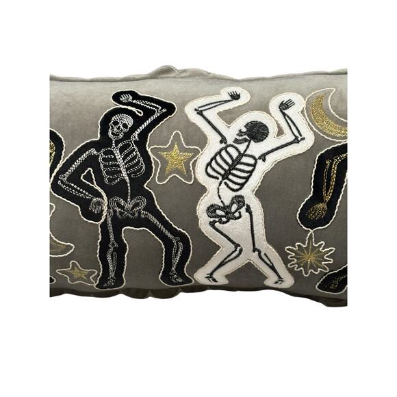 Haunted Little Home NWOT Halloween Dancing Skeletons Long Cushion Throw Pillow - Picture 3 of 6